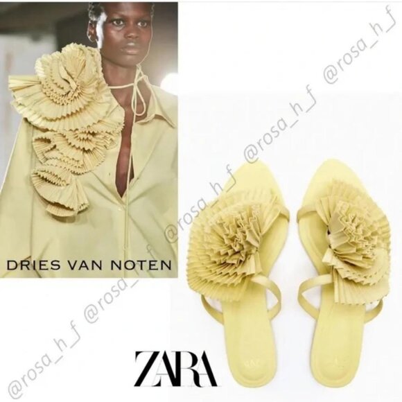 ZARA PLEATED FLAT SANDALS - Picture 2 of 8